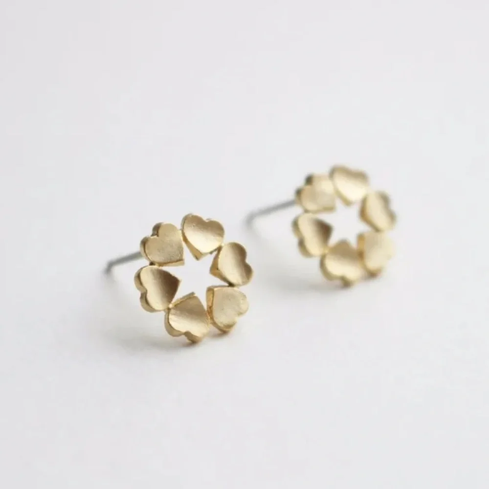 Gold Filled Heart Earrings - Picture 2 of 2